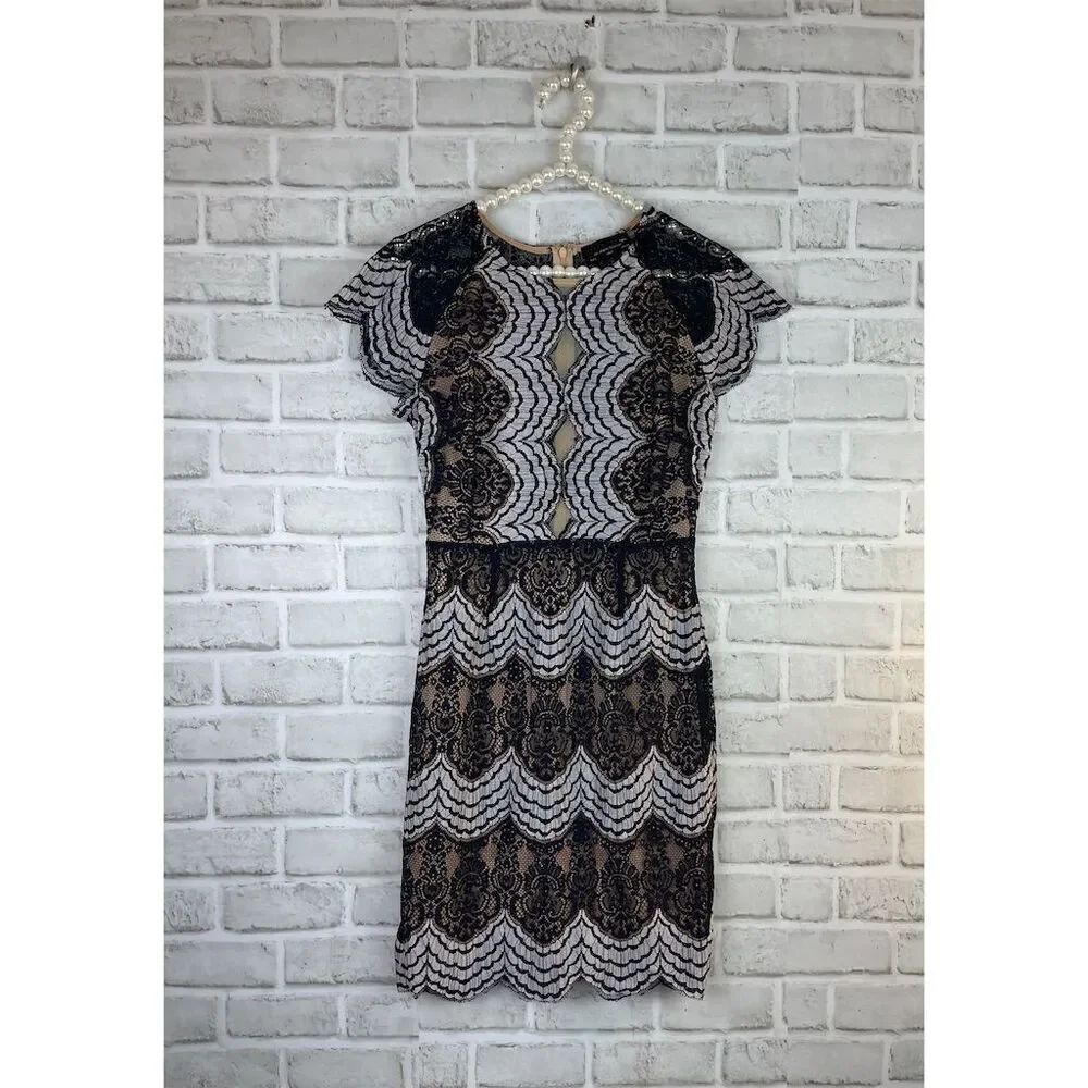 New Tags Akira Women's Black Lace Shift Dress Size S Party Cocktail Short